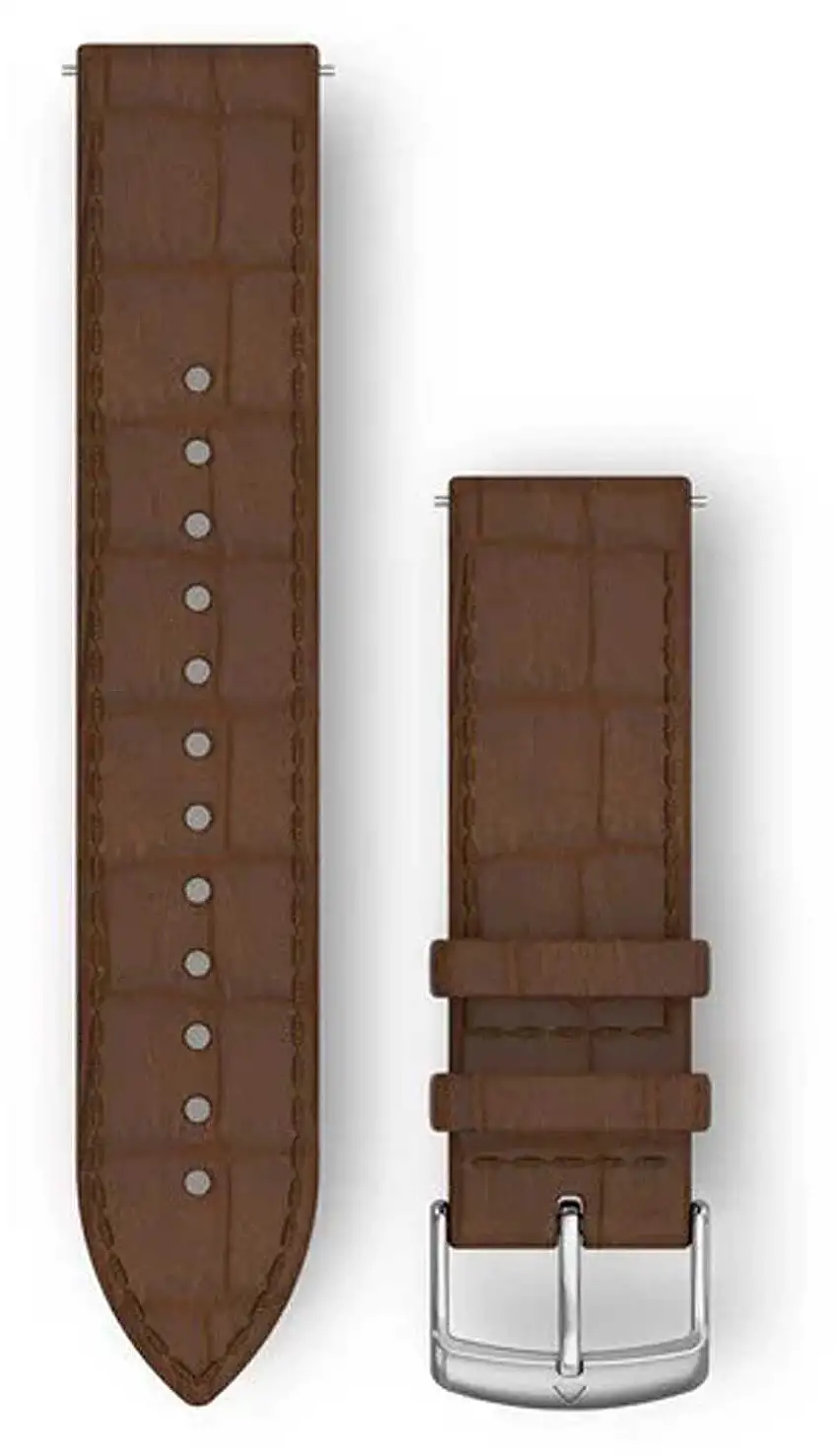 Armband Garmin Quick Release 20 mm läder mörkbrun/silver