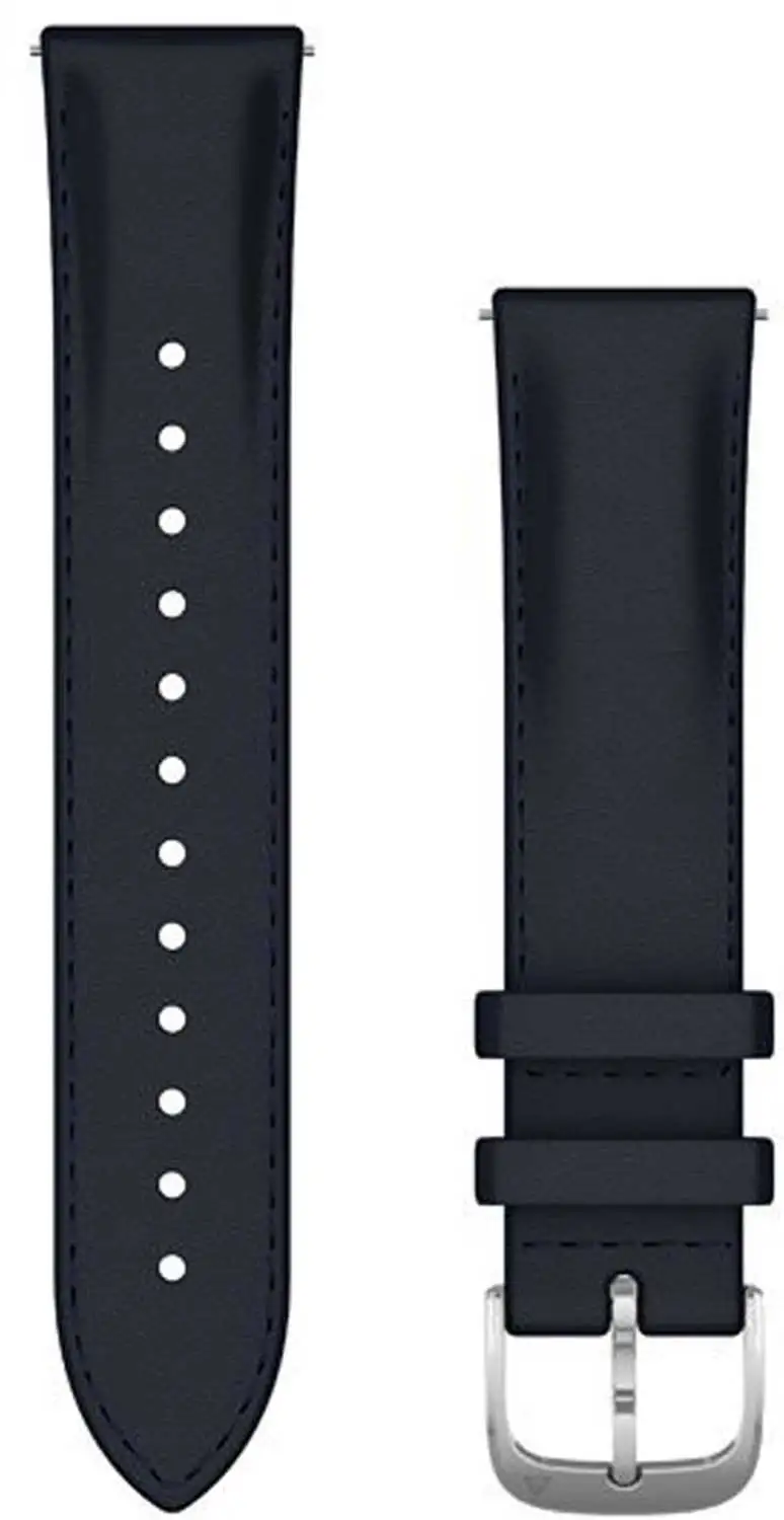 Armband Garmin Quick Release 20 mm läder mörkblå/silver