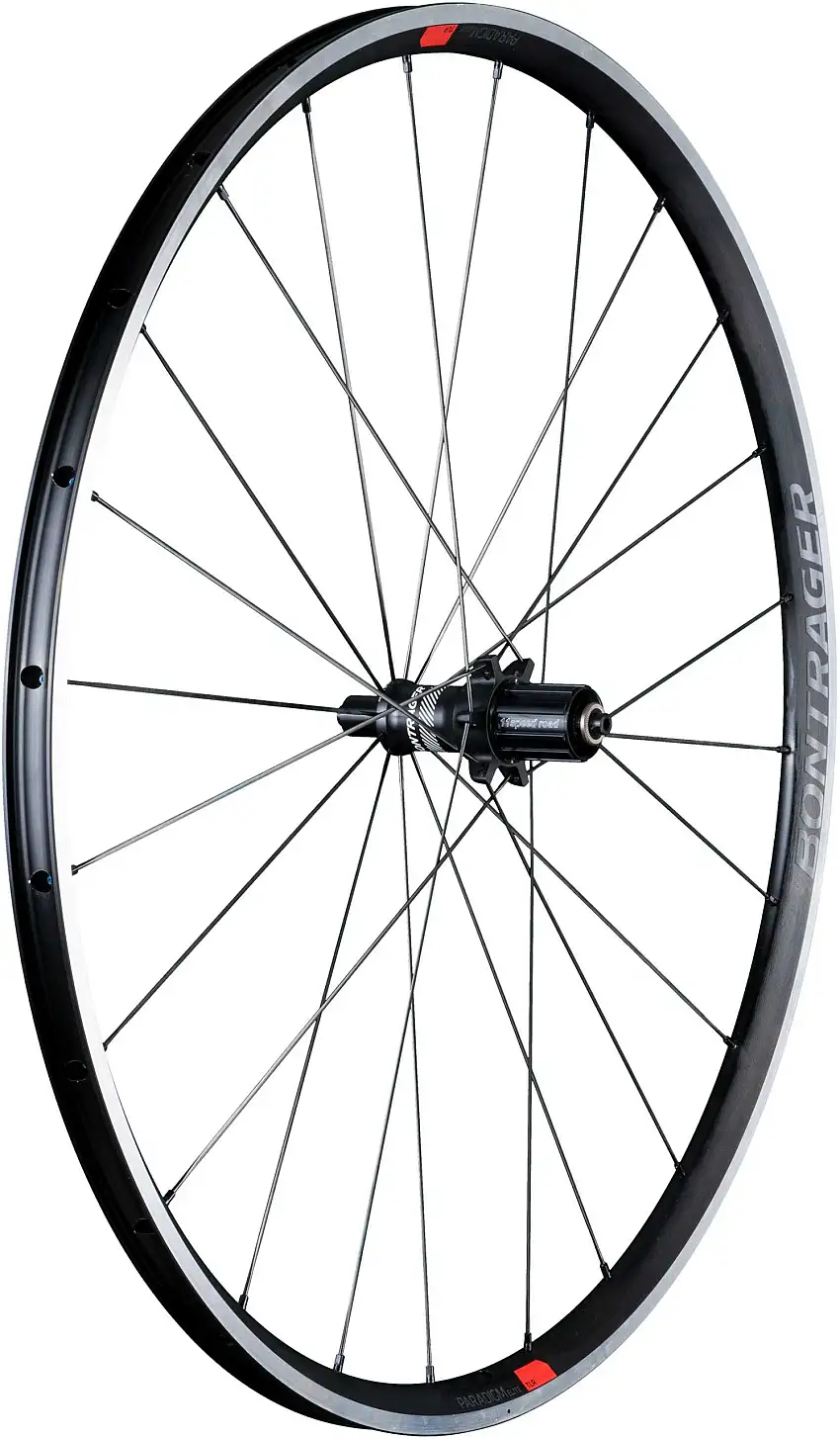 Bakhjul Bontrager Paradigm Elite TLR kanttråd Shimano/SRAM grå/röd