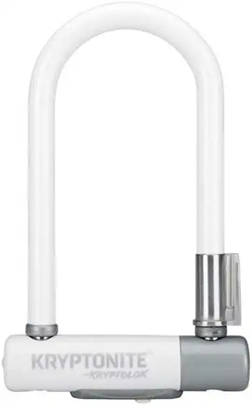 Bygellås Kryptonite Kryptolok 2 Mini 7 vit med Flexframe fäste SSF-Godkänt 8.2 x 17.8 cm
