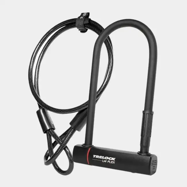 Bygellås Trelock U4 Flex 230 mm inkl. fäste + Låsvajer Trelock Flex 120 cm