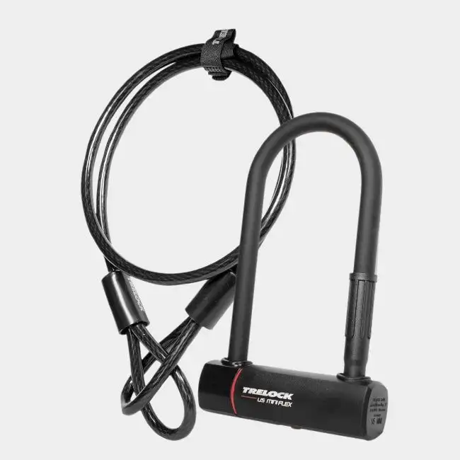 Bygellås Trelock U5 Mini Flex 178 mm inkl. fäste + Låsvajer Trelock Flex 120 cm