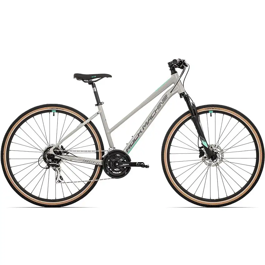 Hybridcykel Rock Machine Crossride 300 dam grå/grön