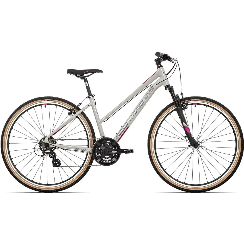 Hybridcykel Rock Machine Crossride 100 dam grå/röd