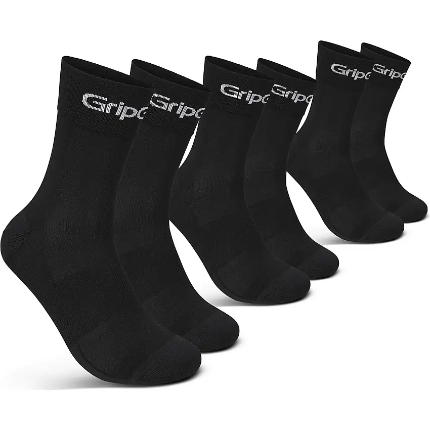 Cykelstrumpor GripGrab RIDE Regular Cut Socks 3-Pack Black
