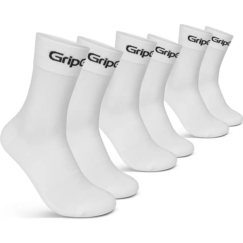 Cykelstrumpor GripGrab RIDE Regular Cut Socks 3-Pack White