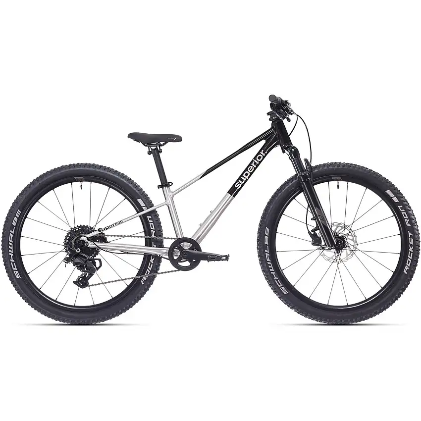 Barncykel Superior TEAM 24 Gloss Brushed Alu/Rainbow Black