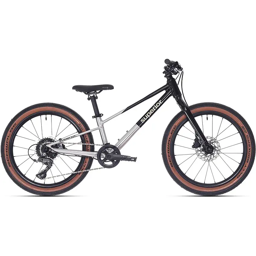 Barncykel Superior TEAM 20 Gloss Brushed Alu/Rainbow Black