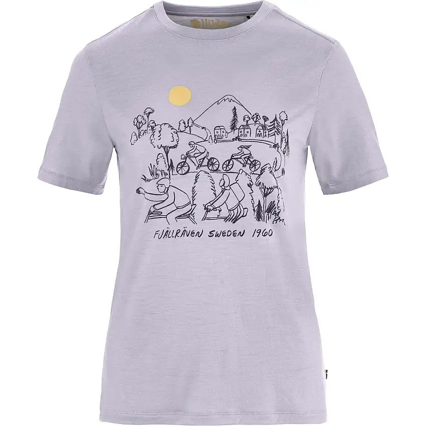 Cykeltröja Fjällräven Hoja Lugnt Wool T-shirt W Lavender Mist