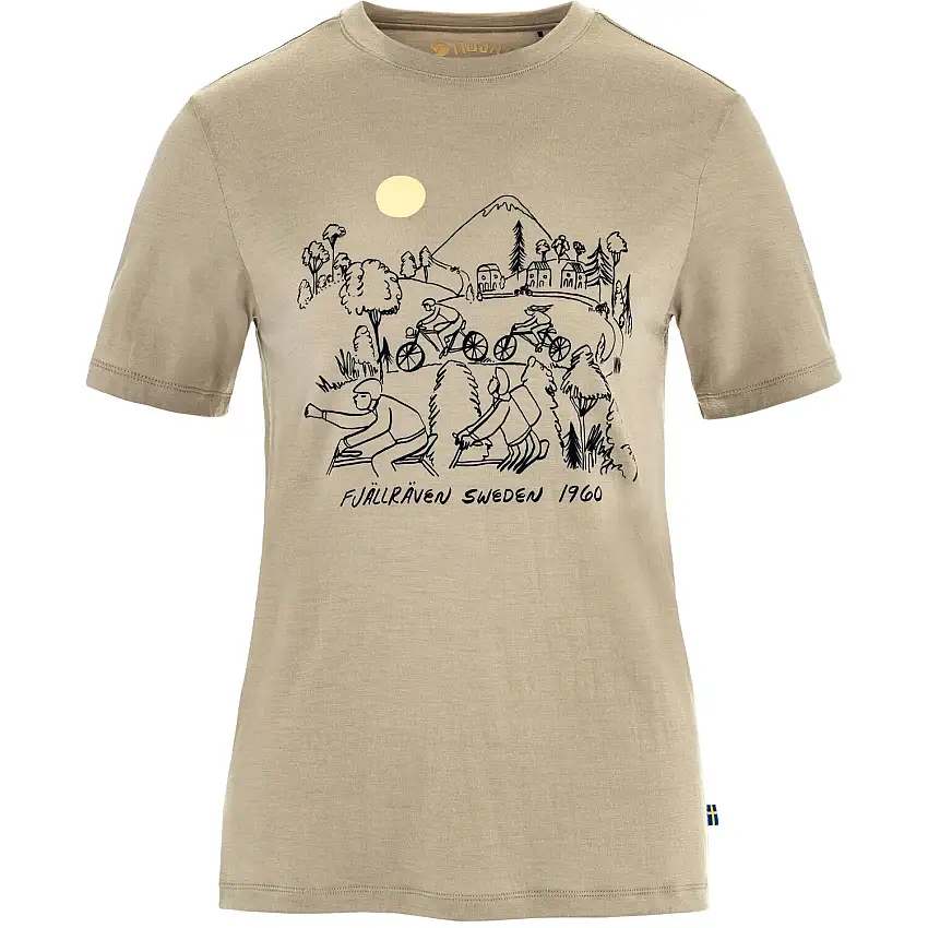 Cykeltröja Fjällräven Hoja Lugnt Wool T-shirt W Fossil