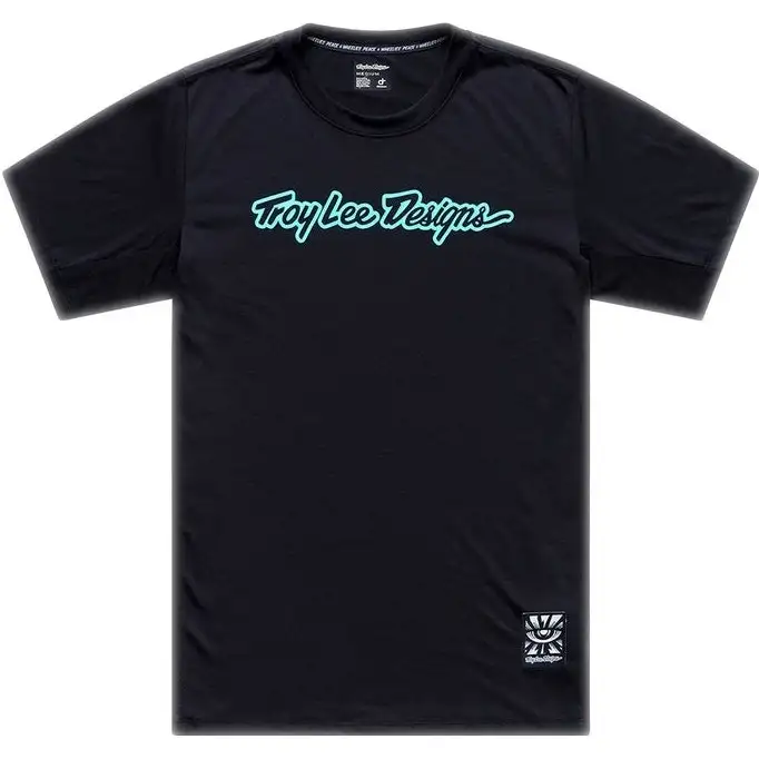 Cykeltröja Troy Lee Designs Skyline Ride Short Sleeve Tee Signature Black/Real Teal