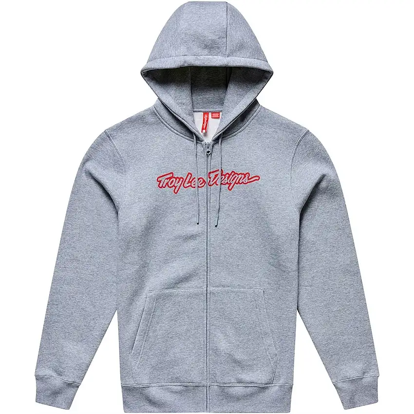 Cykeltröja Troy Lee Designs Zip Up Hoodie Gray Heather/Red