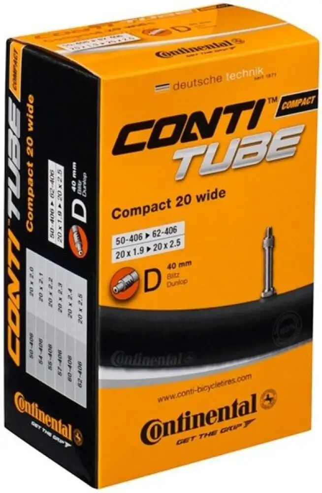 Continental 20" Slang 50/62-406/451 med 40mm dunlop ventil.