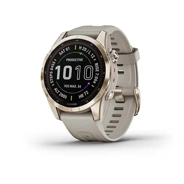 Träningsklocka Garmin Fenix 7S Sapphire Solar 42mm krämvit