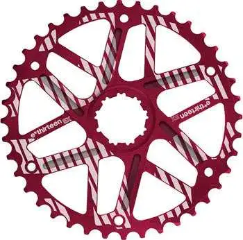 Bakdrev E.13 Extended Range 42T Shimano 36T-kompatibel röd