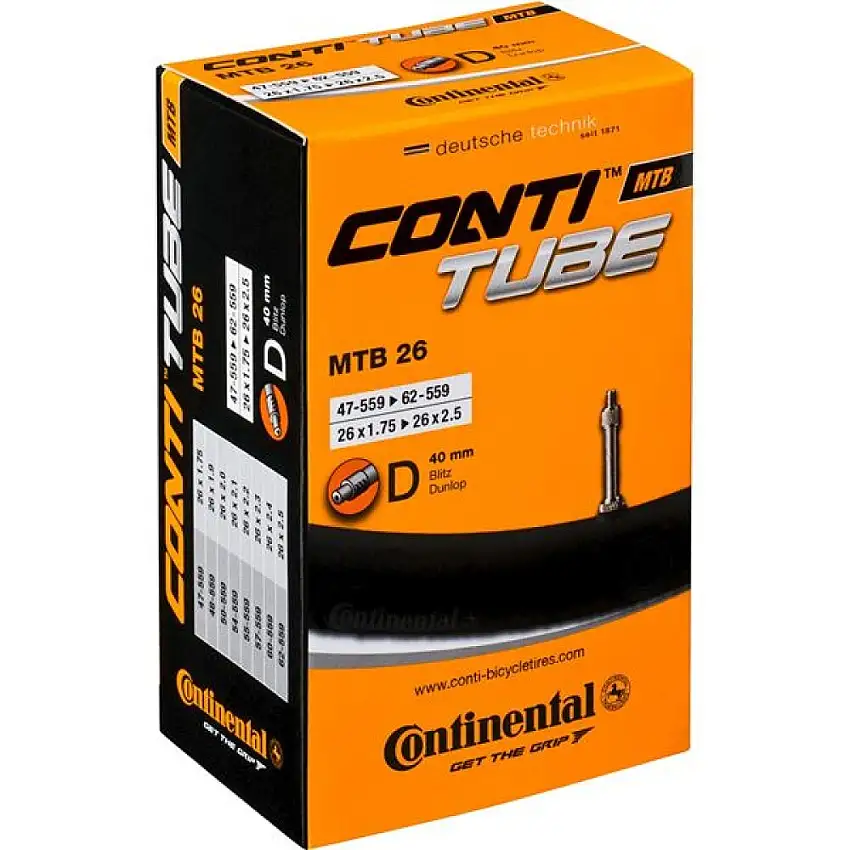 Continental 26" Slang 47/62-559 med 40mm dunlop ventil.