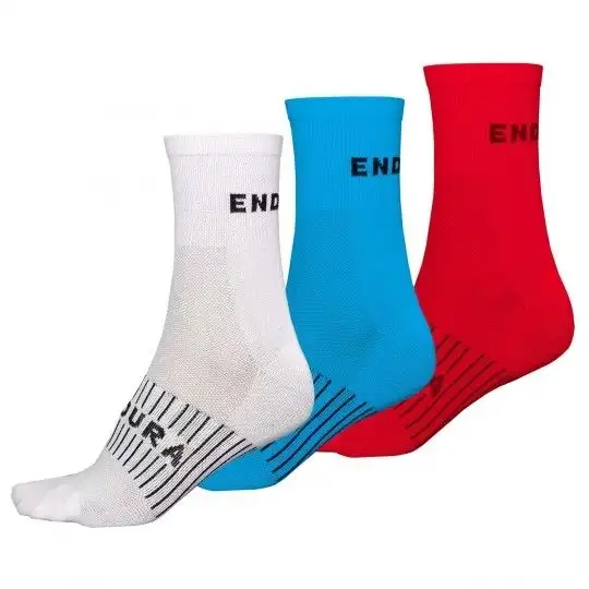 Strumpor Endura Coolmax Race vit/blå/röd 3-pack