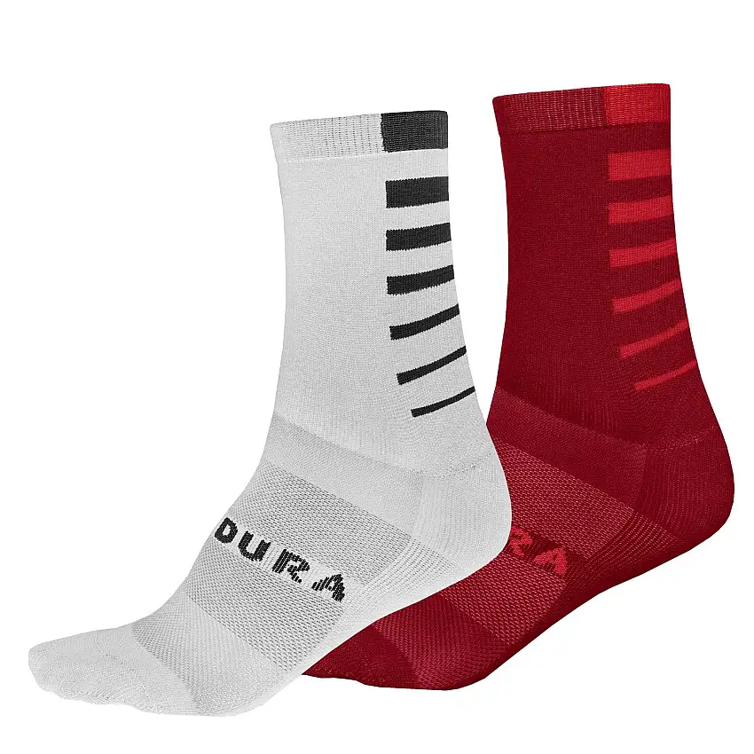 Strumpor Endura Coolmax Stripe röd/vit 2-pack