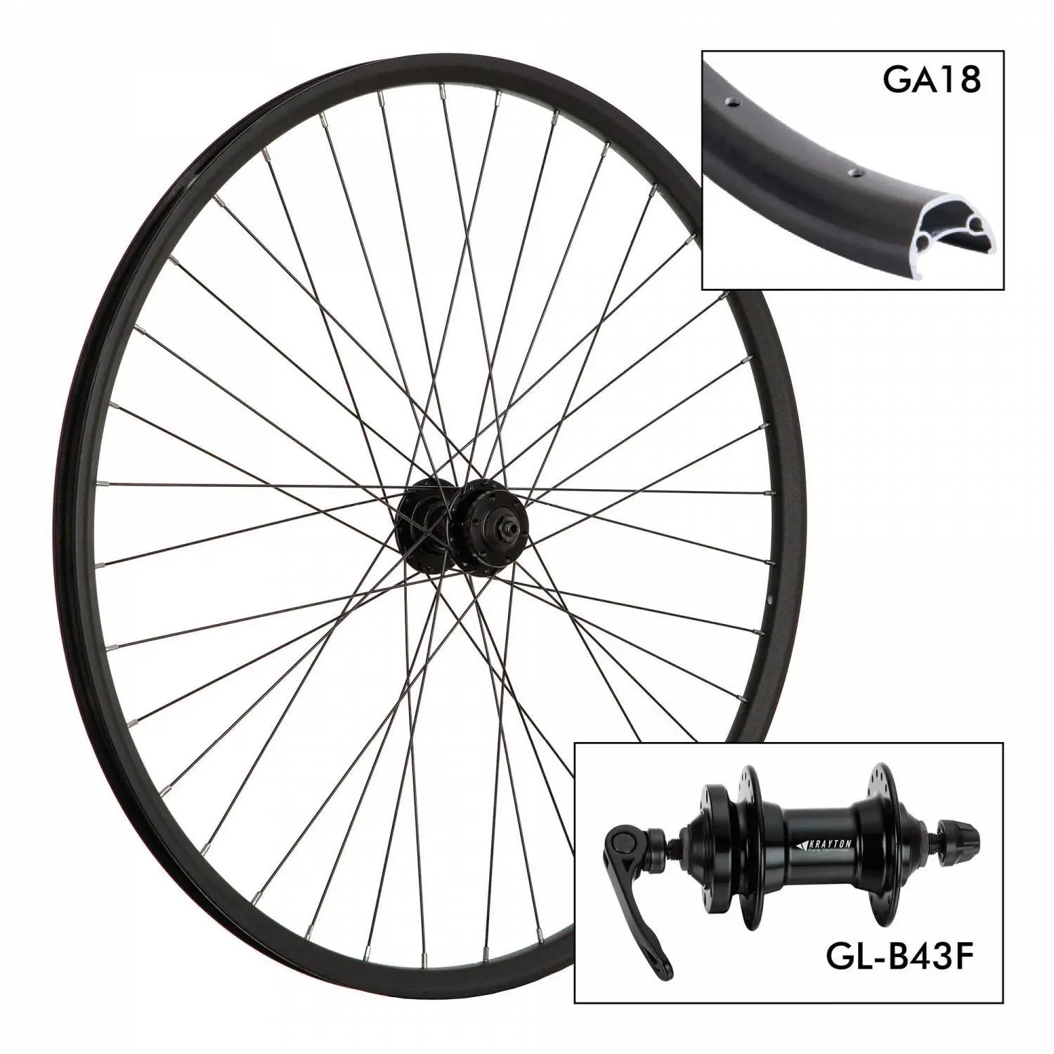 Cykelhjul Krayton D. KR-18 36H - B43F 9x100