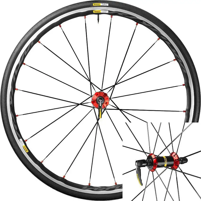 Hjulset Mavic Ksyrium Elite kanttråd 25 mm svart/röd Shimano/SRAM