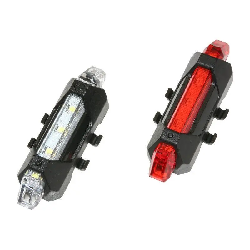 5 led 2 funktion usb lins cykelljus kit på styre och sadelstolpe P2R