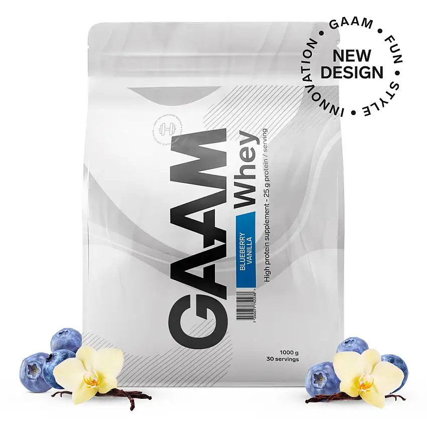 Proteinpulver GAAM 100% Whey Premium Blueberry Vanilla 1 kg