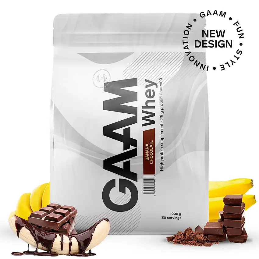 Proteinpulver GAAM 100% Whey Premium Banana Chocolate 1 kg