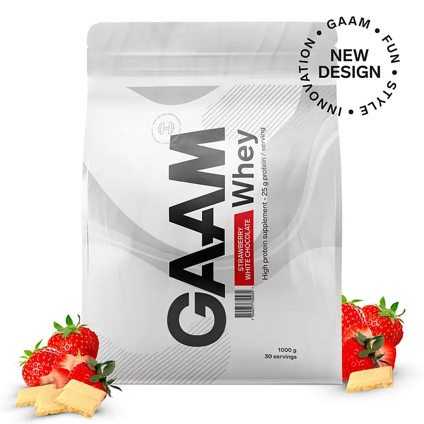 Proteinpulver GAAM 100% Whey Premium Strawberry White Chocolate 1 kg