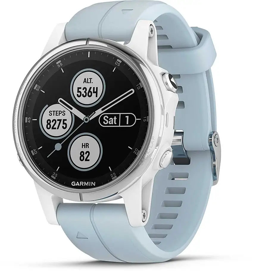 Träningsklocka Garmin Fenix 5S Plus vit/ljusblå