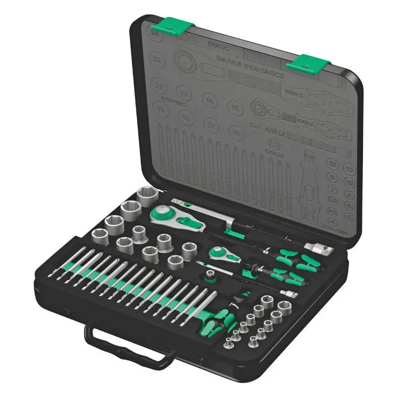 Metrisk spärrnyckel med hylsor och bit Wera 8100 Zyklop Speed