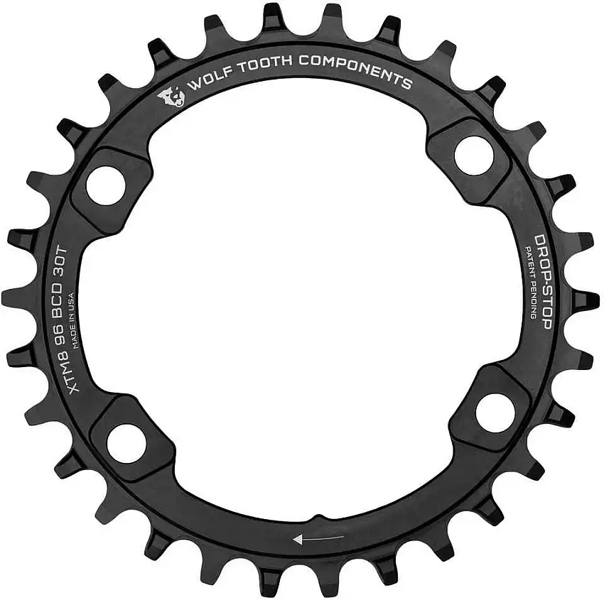 Drev Wolf Tooth Comp. Drop-Stop för Shimano XT M8000 96 bcd 9/10/11 växlar 30T svart