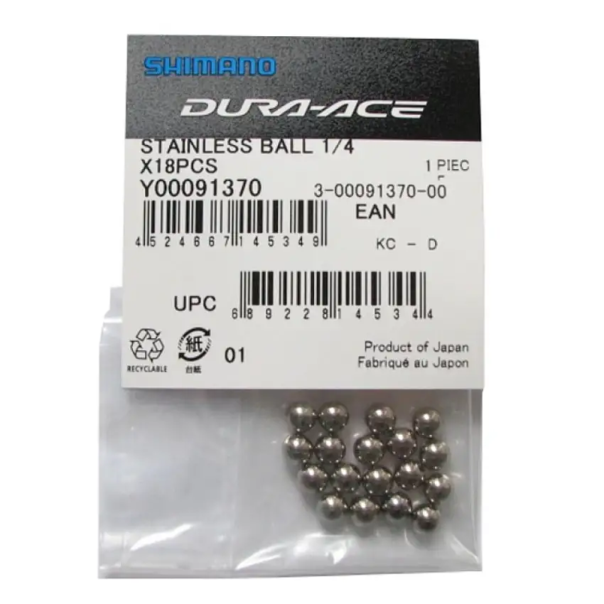 Shimano Dura Ace 1/4" kulor i rostfritt stål 18 stk