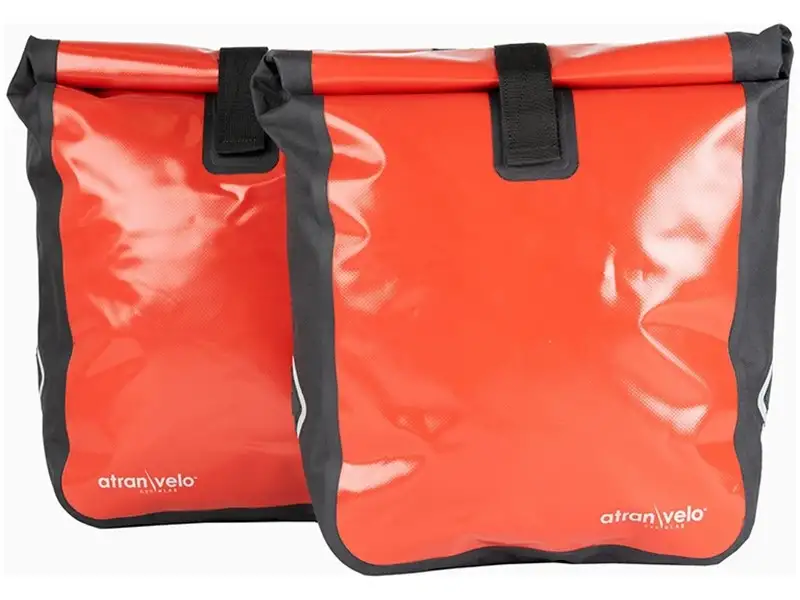 Cykelväska Pakethållare Atran Velo Travel Side Panniers AVS Vattentät röd/svart