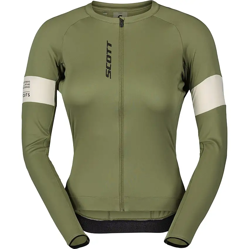 Cykeltröja Dam Scott Endurance Pro LS Hay Green/Cotton White
