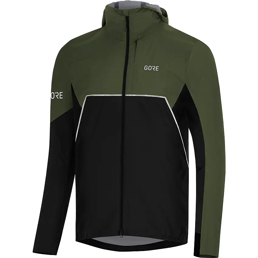 Löparjacka GOREWEAR R7 Partial GORE-TEX INFINIUMT Hooded Jacket Black/Utility Green