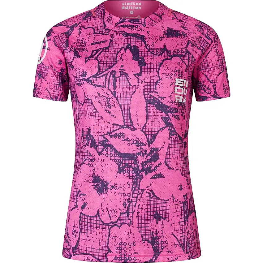Cykeltröja Endura Grid Floral Dam LTD Printed S/S Tee Pink Pop
