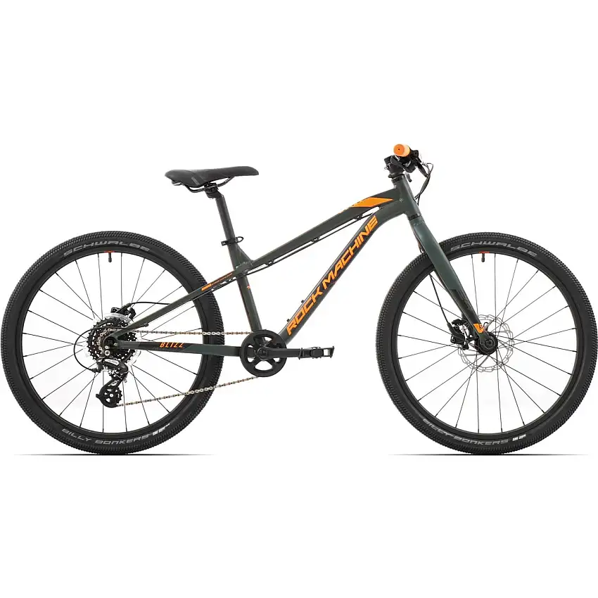 Barncykel Rock Machine Blizz 24 Matte Khaki/Neon Orange/Black